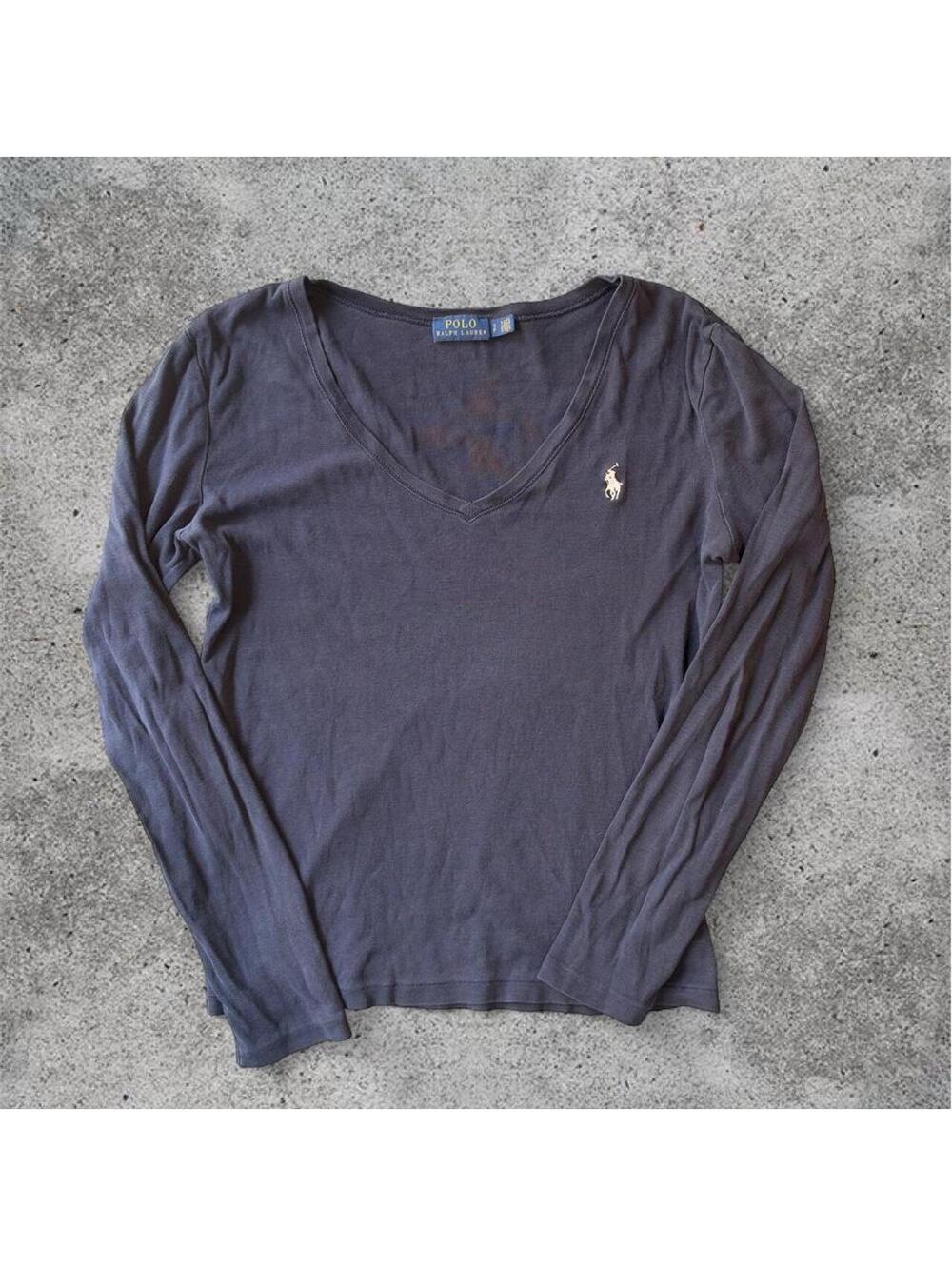 Polo ralph lauren navy long sleeve vneck top